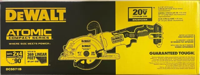 Dewalt DCS571B Atomic 20 volt Brushless 4 1/2 Circular Saw New in Box