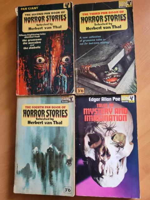 Vintage paperbacks - Job lot x 4 books. Pan Book of Horror Stories.  (4)