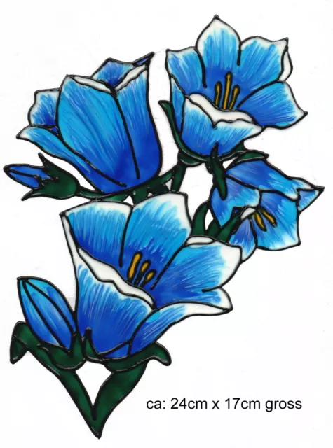 Window Color Bild Fensterbild Aufkleber  "  Blumen Blau  " 356