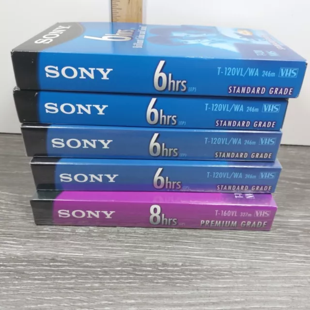 4 casetes Sony grado premium 6 horas T-120 cintas de video en blanco VHS + 1 - 8 horas