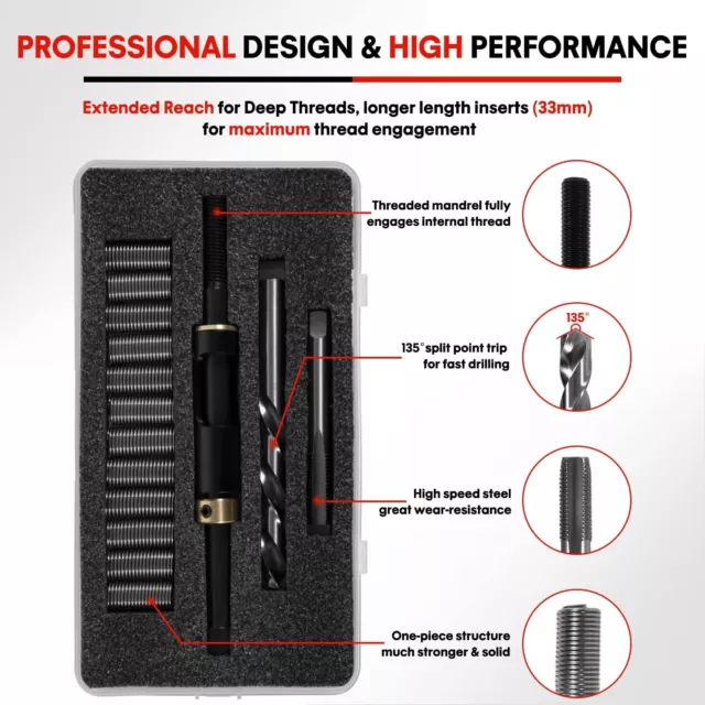 35119S Metric Head Bolt Thread Repair Kit M11 x 1.5 for Cadillac, Honda, Toyota 3