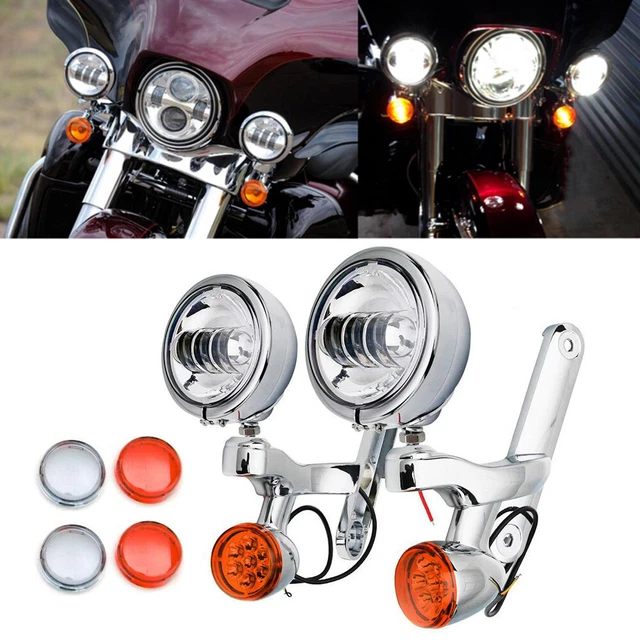 Turn Signals LED Spot Fog Light Bracket For Harley Street Electra Glide 1994-13