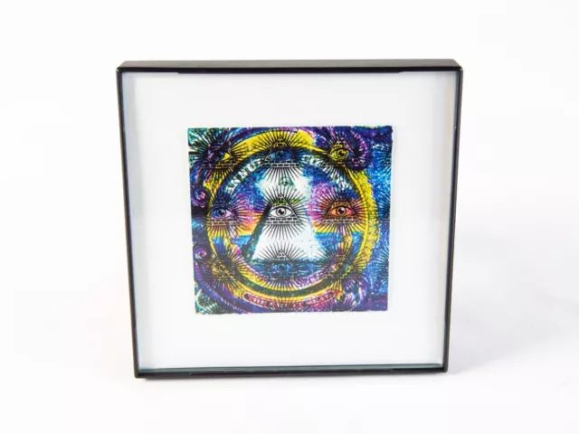 Annuit Coeptis All Seeing Eye Pyramid Framed LSD Blotter Art 4 x 4 Illuminati