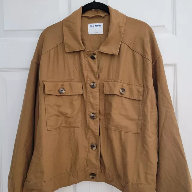 Old Navy Jacket Womens 2XL Brown Button- Outdoor Casual Jacket New/tags