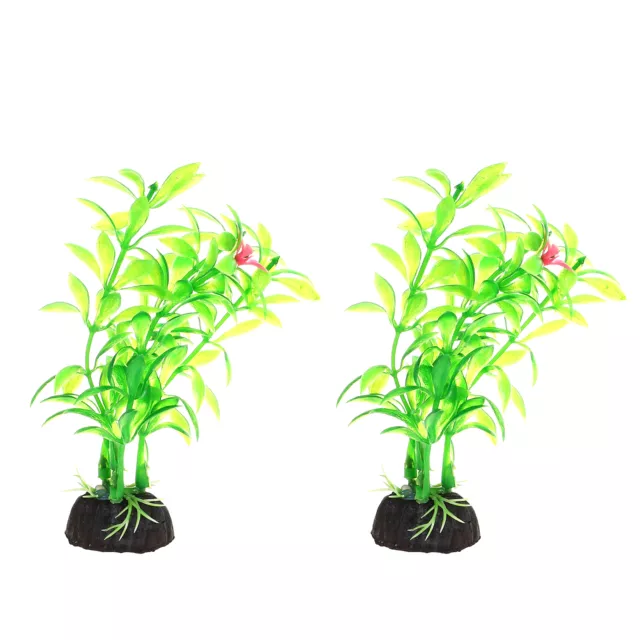 2 Pcs Aquarium Artificial Plants Plastic for Fish Tank Decorationation Green
