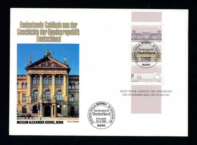 FDC Bund BRD 1287-1298 Block 20 Grundgedanken Demokratie Gebäude Ersttag 1986