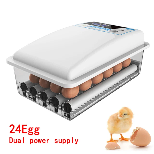 24 Eggs Automatic Hatch Chicken Duck Egg Turner Auto-Turning Digital Incubator