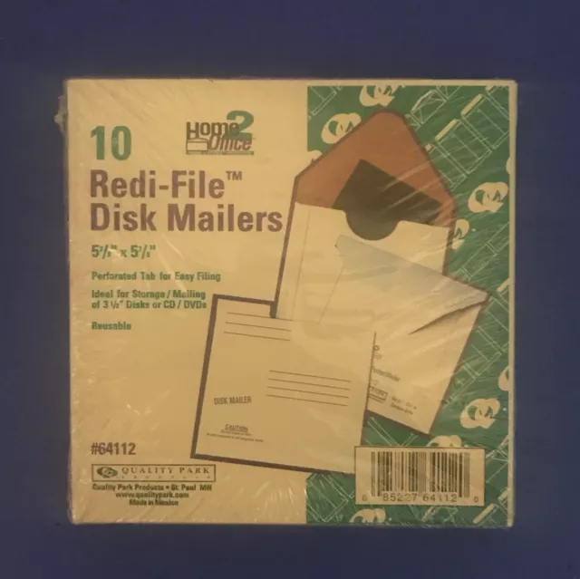 Quality Park Redi-File Disk Pocket Mailer 6 x 5 7/8 Recycled White 10/Pack 64112