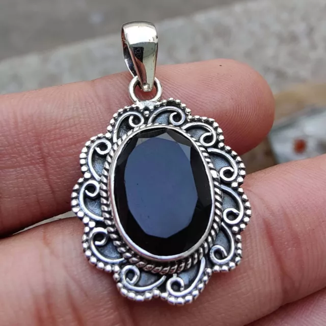 Black Onyx Oval Shape Gemstone Handmade Elegant Statement Vintage Pendant 6 Gm