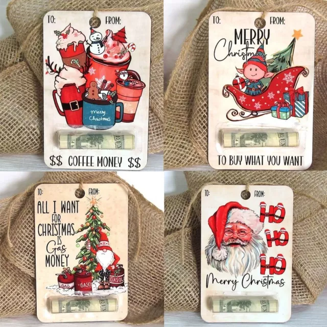 Festival Christmas Money Holders Wooden Cash Clip Red Money Holder  Xmas