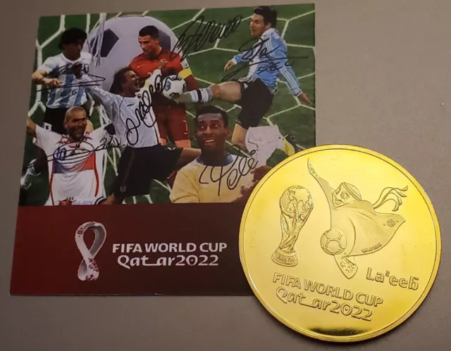 Qatar 2022 World Cup Gold Coin Soccer Ronaldo Autograph Pele Euro 2024 Germany