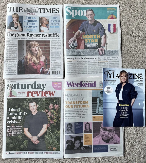 THE TIMES 6TH September 2025 6/9/25 The Duchess Of Kent Tribute & Lulu