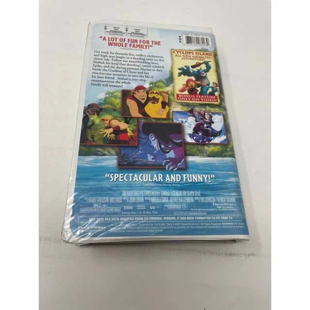 Simnbad SINBAD LEGEND OF The Seven Seas VHS DreamWorks Animated Movie Brad Pitt ...