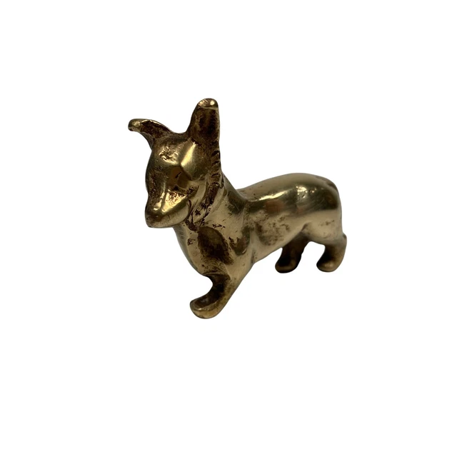 Vintage Solid Brass Corgi Dog Animal 6 Cm Long + Quick Dispatch