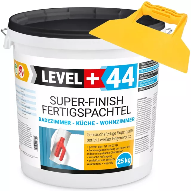 Spachtel Masse 25kg Super Finish Glätt Q4 Küche Bad mit Kunststoffspachtel RM44