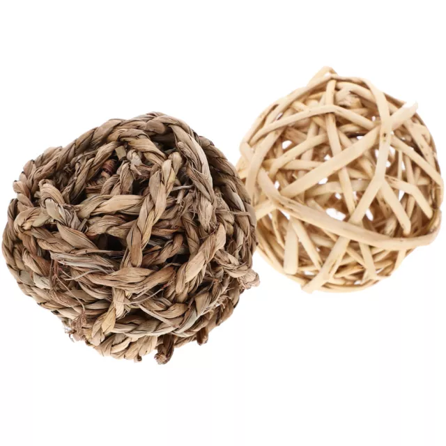 2 Pcs Gazon Boule De Paille Pour Animaux Compagnie Friandises Perruches