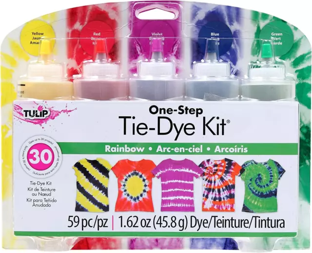 31674 ONE Step TIE-DYE KIT 5 Colour Rainbow Tie Dye Kit, Rainbow, 1.62Oz, 59 Pie