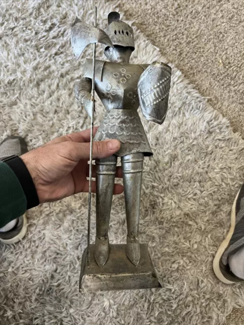Medieval Knight in Armor Statue Figure 15" Tall Handmade In Mexico Vintage