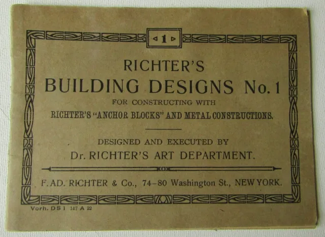 Vintage Richter's Building Designs No. 1 Anchor Blocks Metal Construction Book