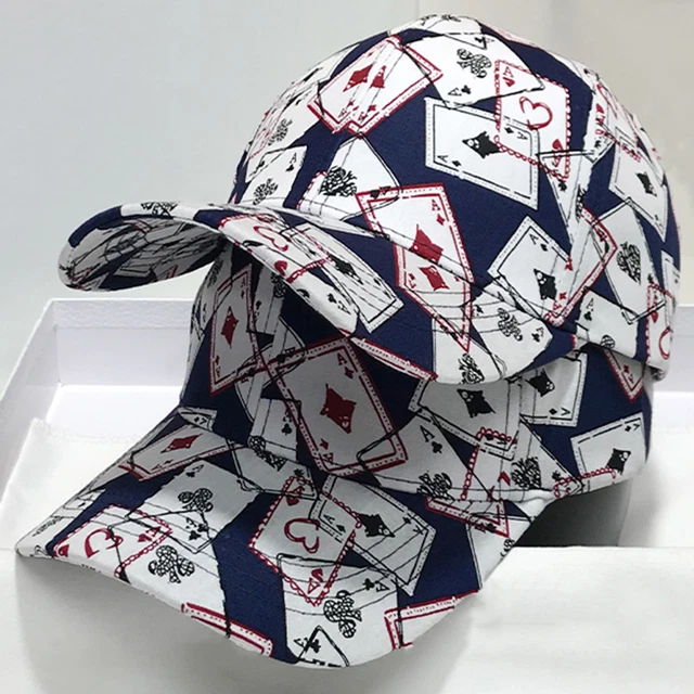 Männer Baseball  Young Firm Stitching Poker Print Erweiterte Krempe Frauen