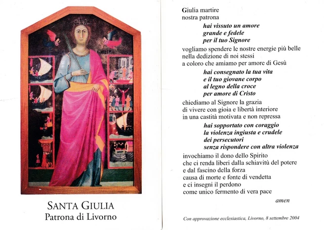 SANTINO HOLY CARD Santa Giulia Martire Patrona Di Livorno E Della
