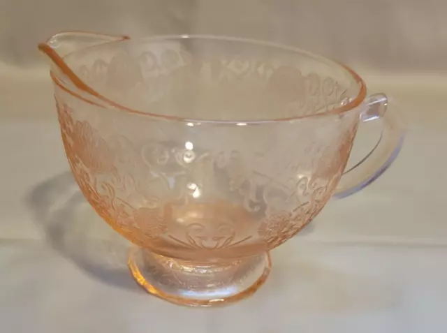 Vintage Hazel Atlas FLORENTINE Pink Depression Glass 3” Creamer Bowl