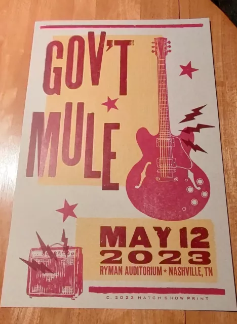 Gov’t Mule Ryman 2023 Hatch Show Print Poster Nashville Rare Sold Out Govt