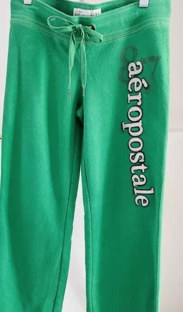 Aeropostale Women’s Spell Out Green Wide Leg Sweat Pants Size XS Y2K Grunge