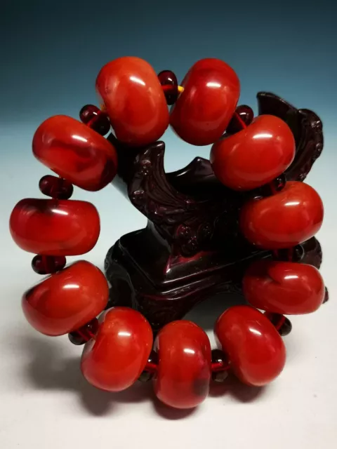 26mm. Beads Natural Big Red Beeswax Beads Hand Polished Prayer Bracelet Y87