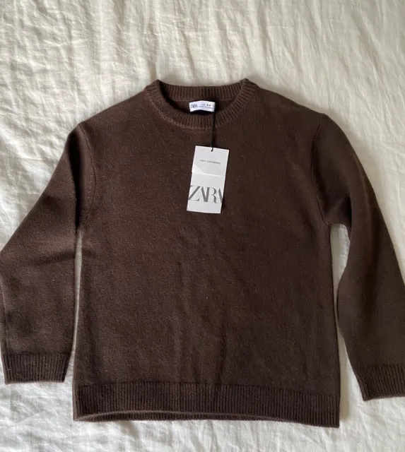 New Zara Kids 100% Cashmere Brown Sweater 8-9 Years.