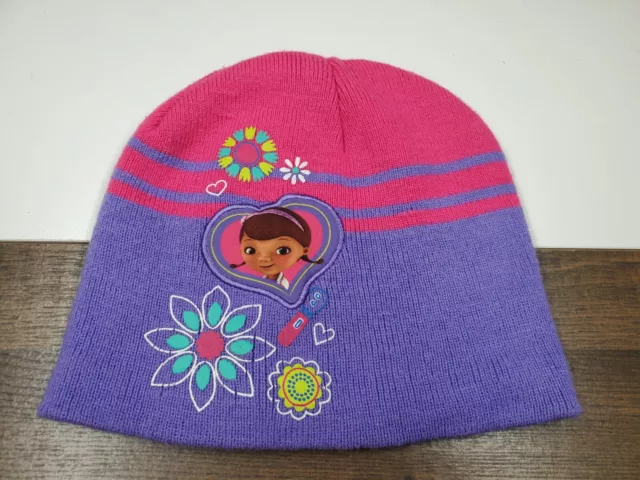 Womens Girls Disney Doc McStuffin Rib Knit Beanie Hat One Size Watch Cap Purple