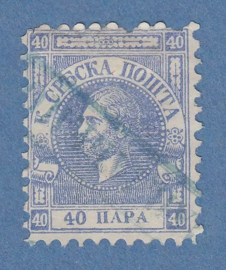 Serbien 1866 Freimarke 40 Pa ultramarin auf dünnem Papier Mi-Nr. 6y gestempelt