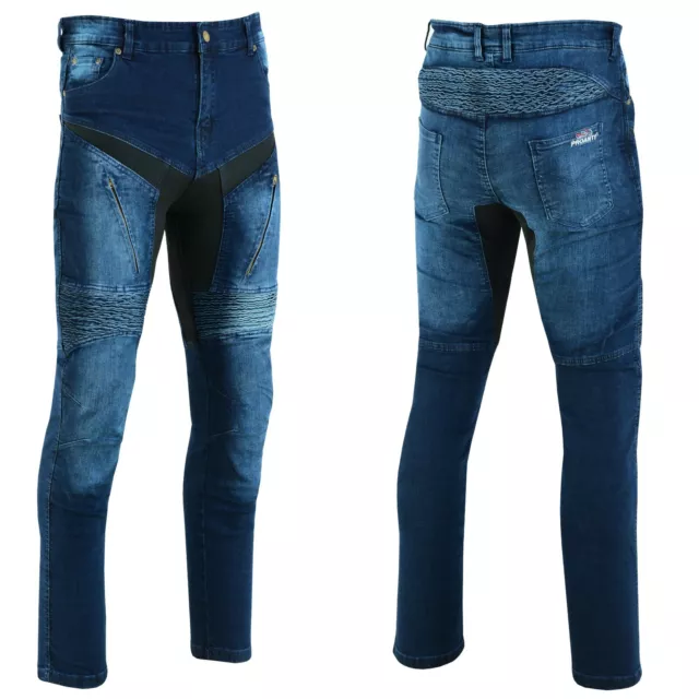 Motorradhose Jeans blau Aramid Motorrad Jeanshose mit Protektoren von PROANTI