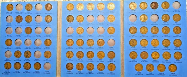 1909-1940 Lincoln Wheat Copper Cent Set in Whitman Folder  66 Coins