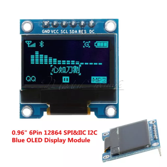 0.96" 6Pin Blue 12864 IIC I2C SPI OLED Display Module For Arduino Raspberry Pi M
