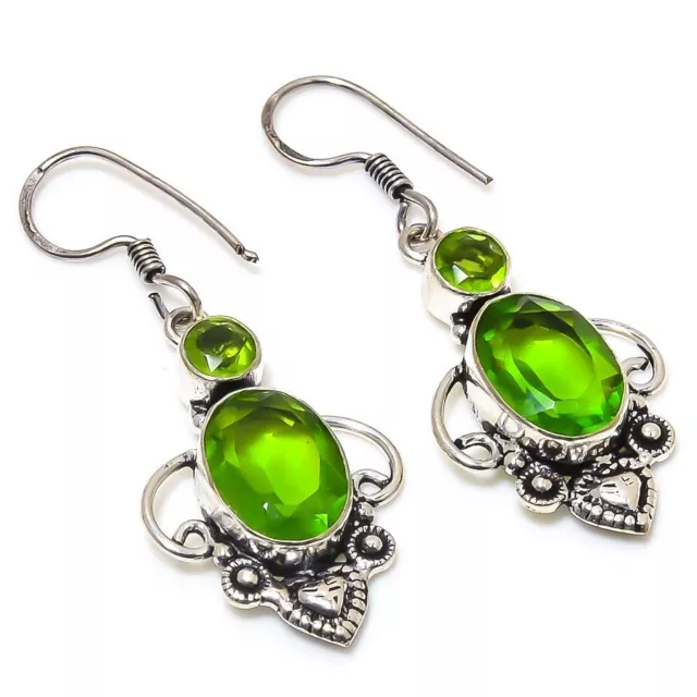 Peridot Gemstone 925 Sterling Silver Jewelry Earring 1.97 " z169