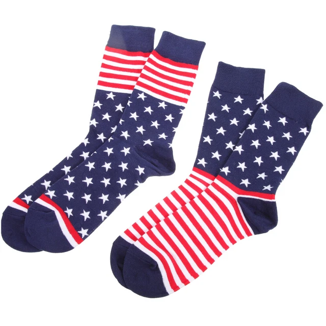 2 Pairs independence day tube socks Bas De Coton Chaussettes Américaines Chausse