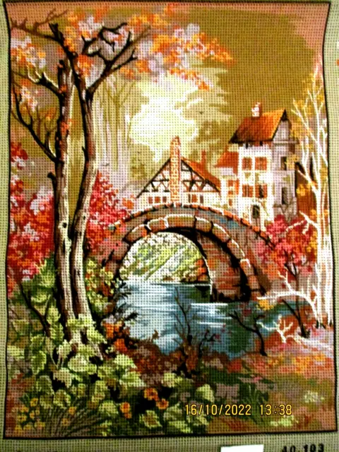 ~GOBELIN TAPESTRY CANVAS - HAND PRINTED - COUNTRY SCENE - 40cm x 50cm - UNUSED~ 3