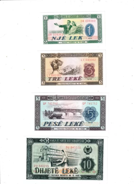 Albania  Four  Notes  Unc