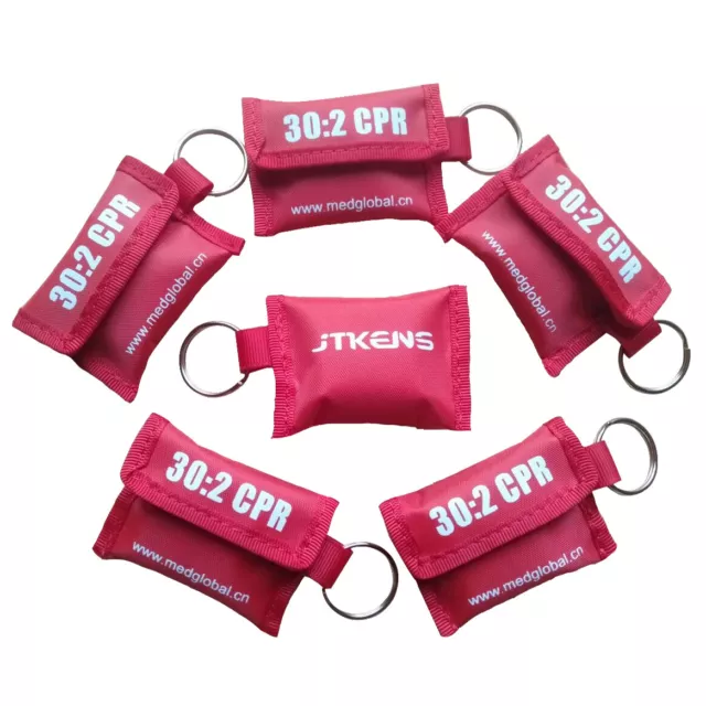 5 pcs New 30:2 CPR Mask Face Shield With Keychain-One-way Valve For First Aid
