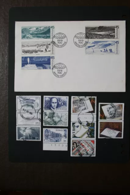 Svezia. Bella selezione di 35 francobolli usati moderni incl. 1970 Arctic FDC. 2 immagini