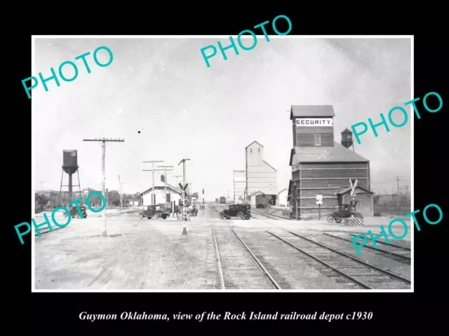 OLD 8x6 HISTORIC PHOTO OF GUYMON OKLAHOMA THE RAILROAD DEPOT STATION c1930