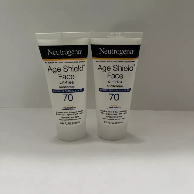 2 Pack Neutrogena Age Shield Face Oil-Free Sunscreen 3.0 FL OZ  SPF 70 Exp 04/24