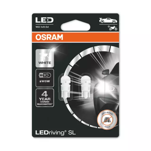 OSRAM 2 LAMPADINE LED POSIZIONE W5W T10 6000K 2825DWP Premium 4 ANNI DI GARANZIA