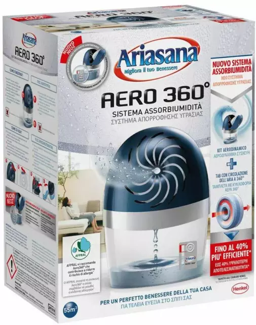 ARIASANA AERO 360 Deumidificatore Ricaricabile Kit Assorbi Umidita 1 Tab  Omaggio EUR 19,99 - PicClick IT