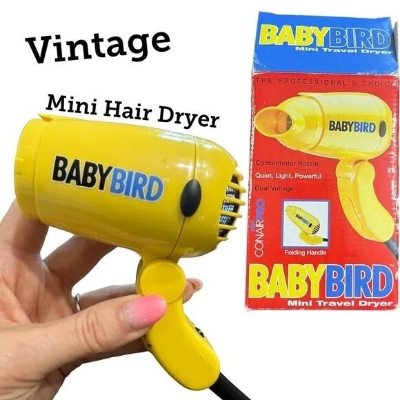 Vintage BABY BIRD mini travel Hairdryer in Original Box EUC Rare