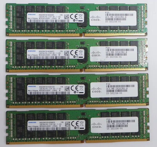 Cisco Samsung 64GB KIT (4X 16GB) PC4-2133P SERVER RAM kostenloser Versand 100 Tage Garantie