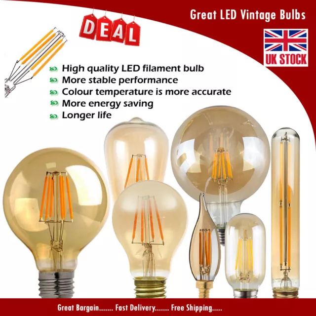 Antique Style Edison Vintage LED Light Bulbs Industrial Retro Lamps B22 or E27