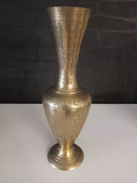 Rarität – Vintage - Antike Vase Messing mit Muster – 30 cm  - 510g