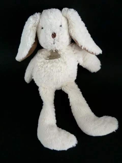 U5. DOUDOU PELUCHE HISTOIRE D'OURS LAPIN CHIEN BLANC ECRU BEIGE 34cm - TTBE